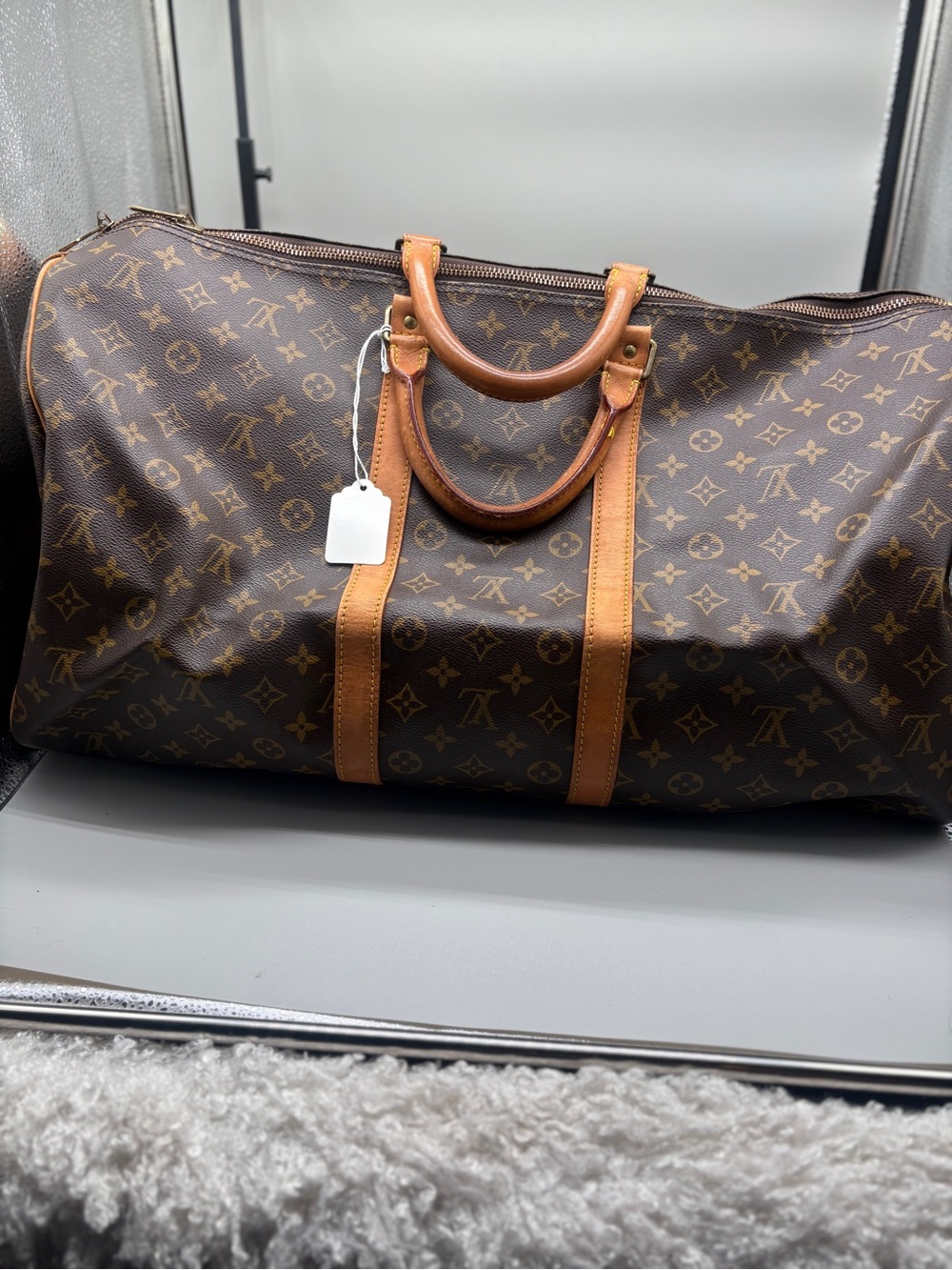 Louis Vuitton Monogram Keepall 55 Travel Bag with Luggage Tag